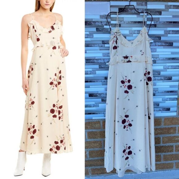 JOIE CASSIEL RUFFLED FLORAL MAXI DRESS SIZE 10 - Picture 1 of 16